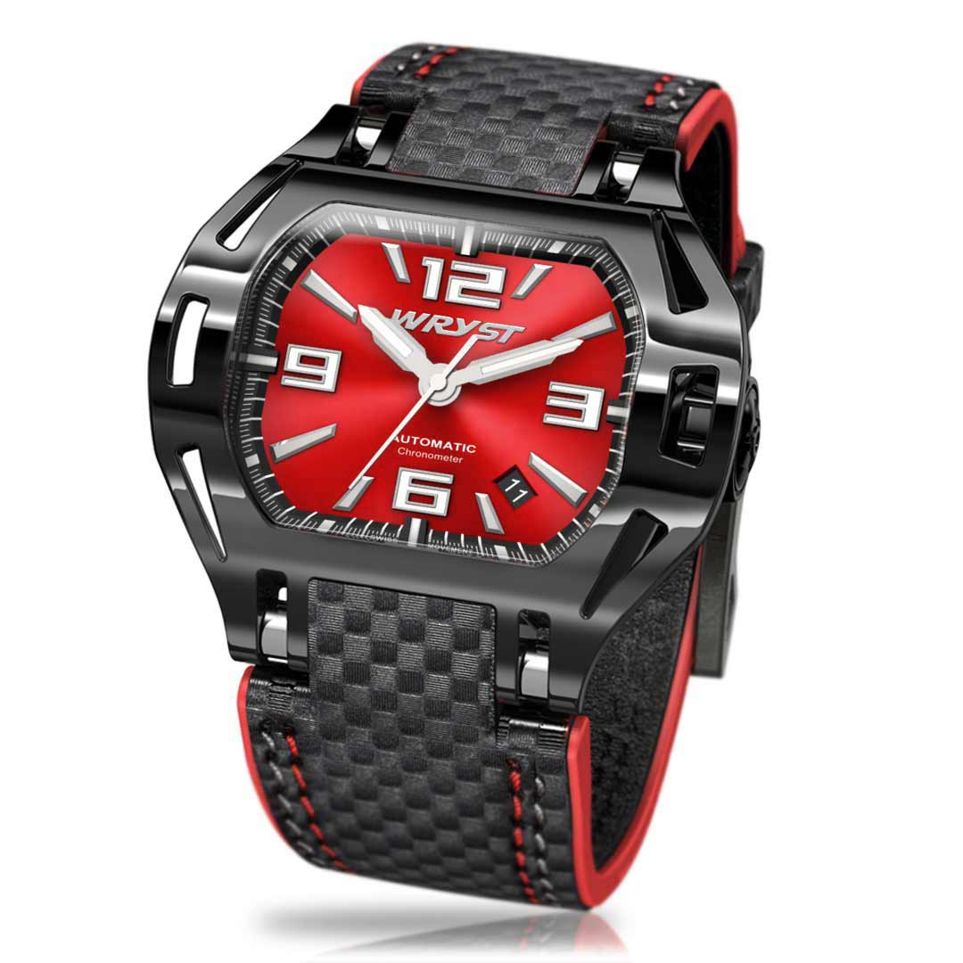 Montre Noire Automatique SX8 Bracelet Fibre de Carbone